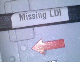 Missing Liquid Damage Indicator (LDI).