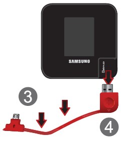 Pull the cable all the way around the device and remove the other USB connector from the slot