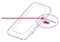 An illustration of the T-Mobile 4G LTE Hotspot showing a paper clip being inserted into the Reset hole
